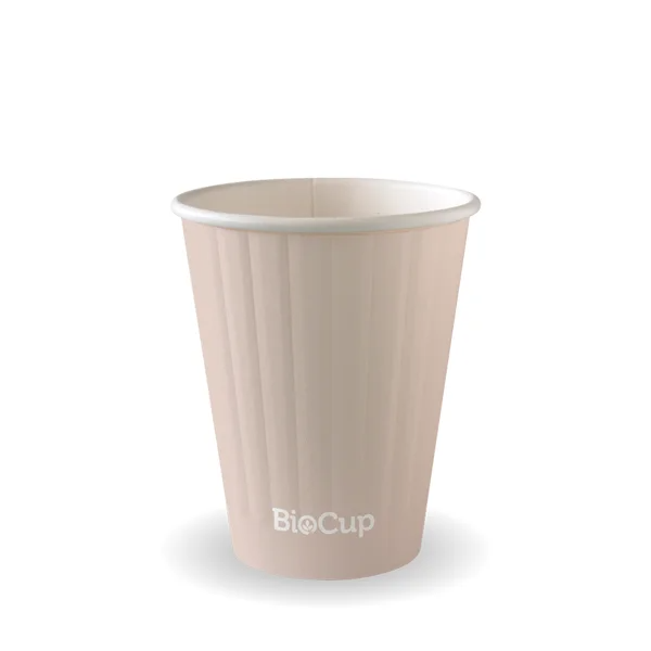 BioPak ABC-8DW - 255ml / 8oz Stone Double Wall Hot Cup