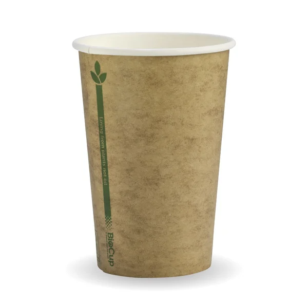 BioPak BCK-10-GL - 320ml Kraft Green Line Single Wall Hot Cup