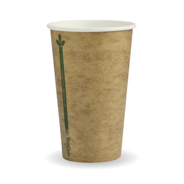 BioPak BCK-12(80)-GL - 350ml / 12oz Kraft Green Line Single Wall Hot Cup