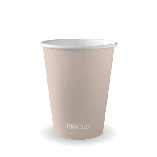 BioPak ABC-12 - 390ml / 12oz Stone Single Wall Hot Cup