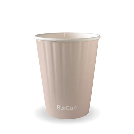 BioPak ABC-12DW - 390ml / 12oz Stone Double Wall Hot Cup